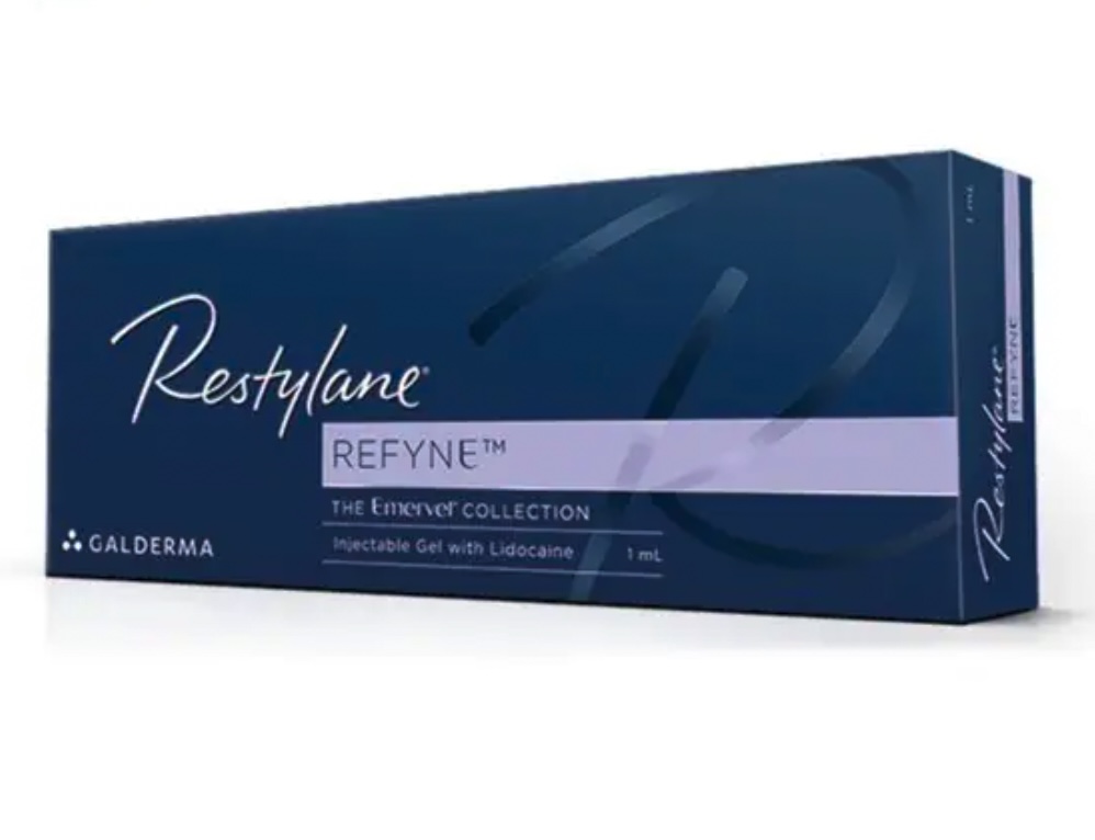 Restylane Refyne injectable dermal filler with lidocaine for natural facial expression enhancement