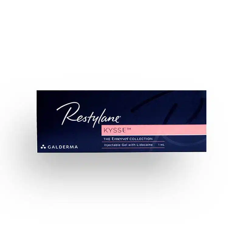 Restylane Kysse box from Galderma for lip enhancement with lidocaine