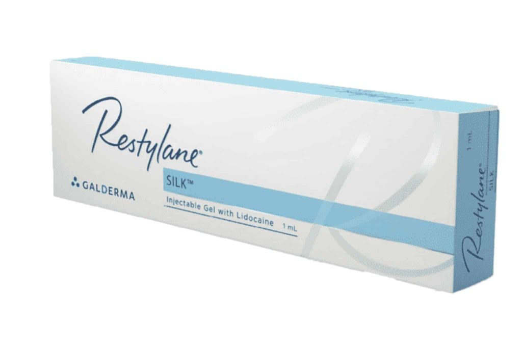 Restylane Silk injectable dermal filler box for lip enhancement and fine lines