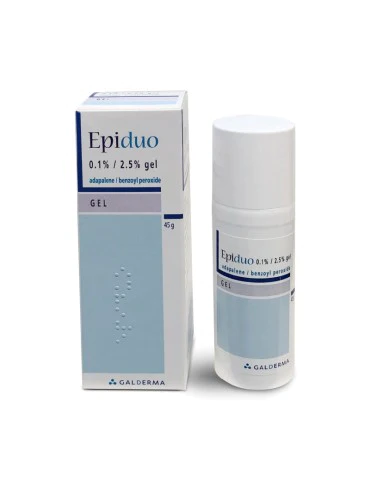 Epiduo Gel 0.1% adapalene and 2.5% benzoyl peroxide for acne treatment by Galderma