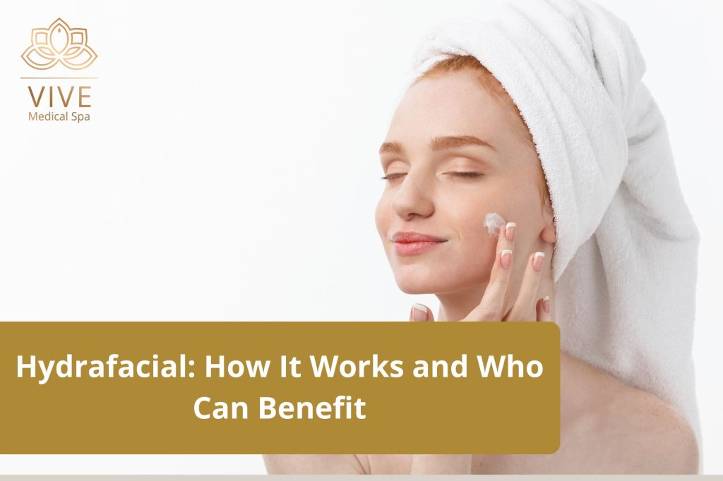 Woman enjoying a Hydrafacial skincare treatment at VIVE Medical Spa in Tijuana.