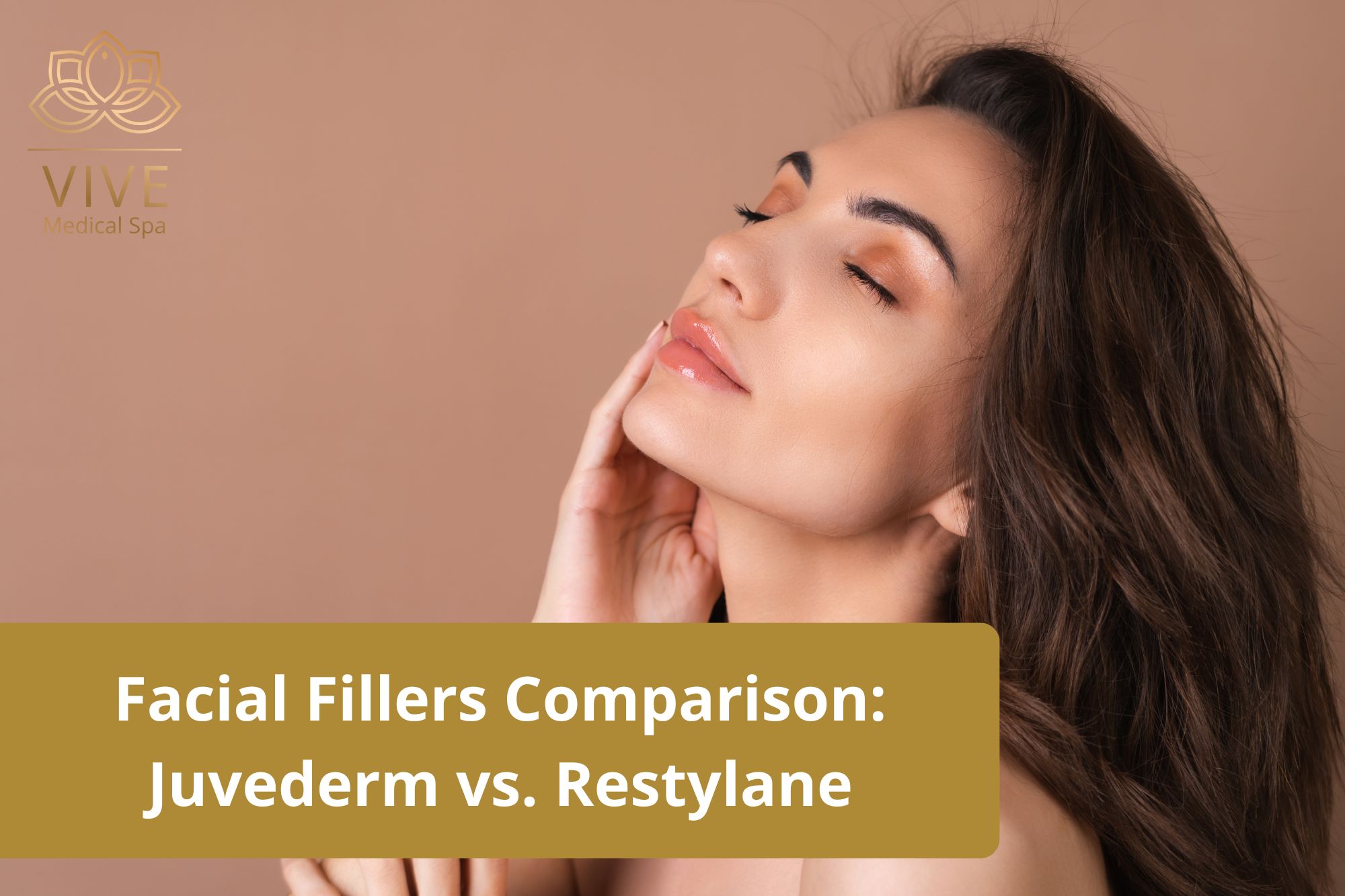 Side profile of a woman showcasing results from facial fillers, comparing Juvederm and Restylane at VIVE Medical Spa