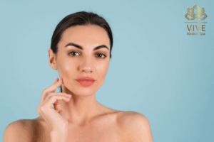 Beautiful woman with glowing skin after facial rejuvenation at VIVE Medical Spa Tijuana
