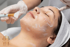Professional facial treatment with rejuvenating mask at VIVE Medical Spa Tijuana